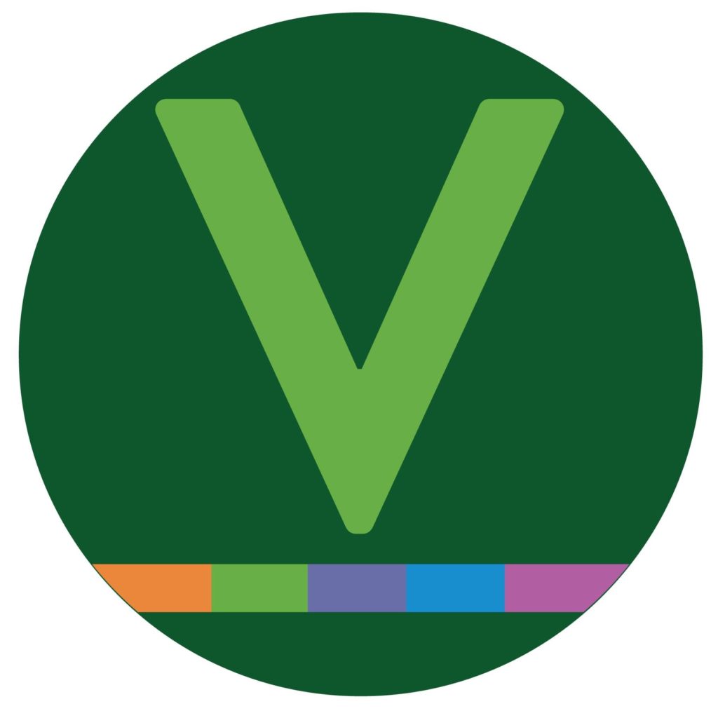 V in green circle